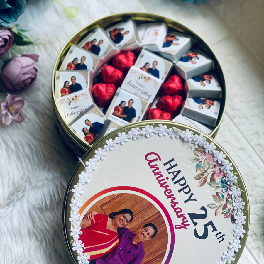 Personalized Anniversary Chocolate Gift Box – Custom Photo Chocolates