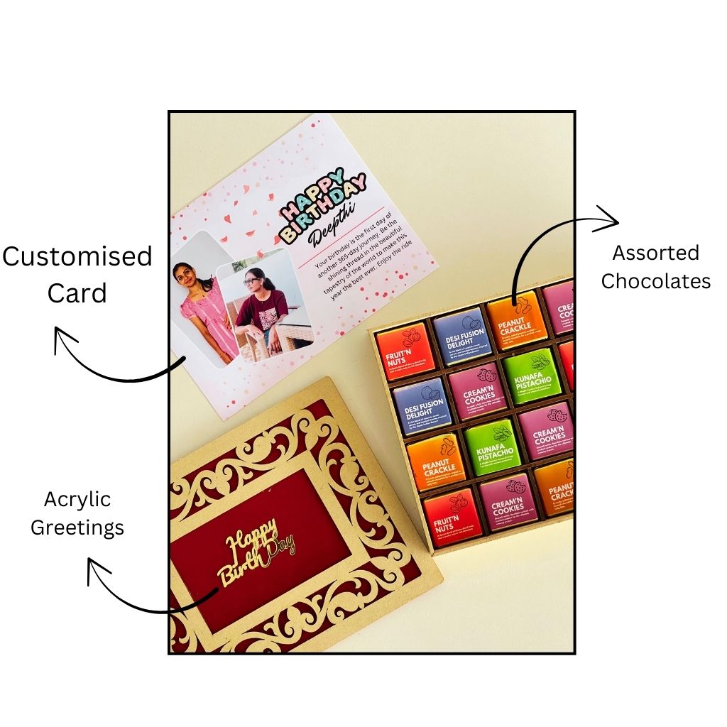 Gourmet Flavors Chocolate Box with Custom Photo Card – A Gift Full of Taste & Love