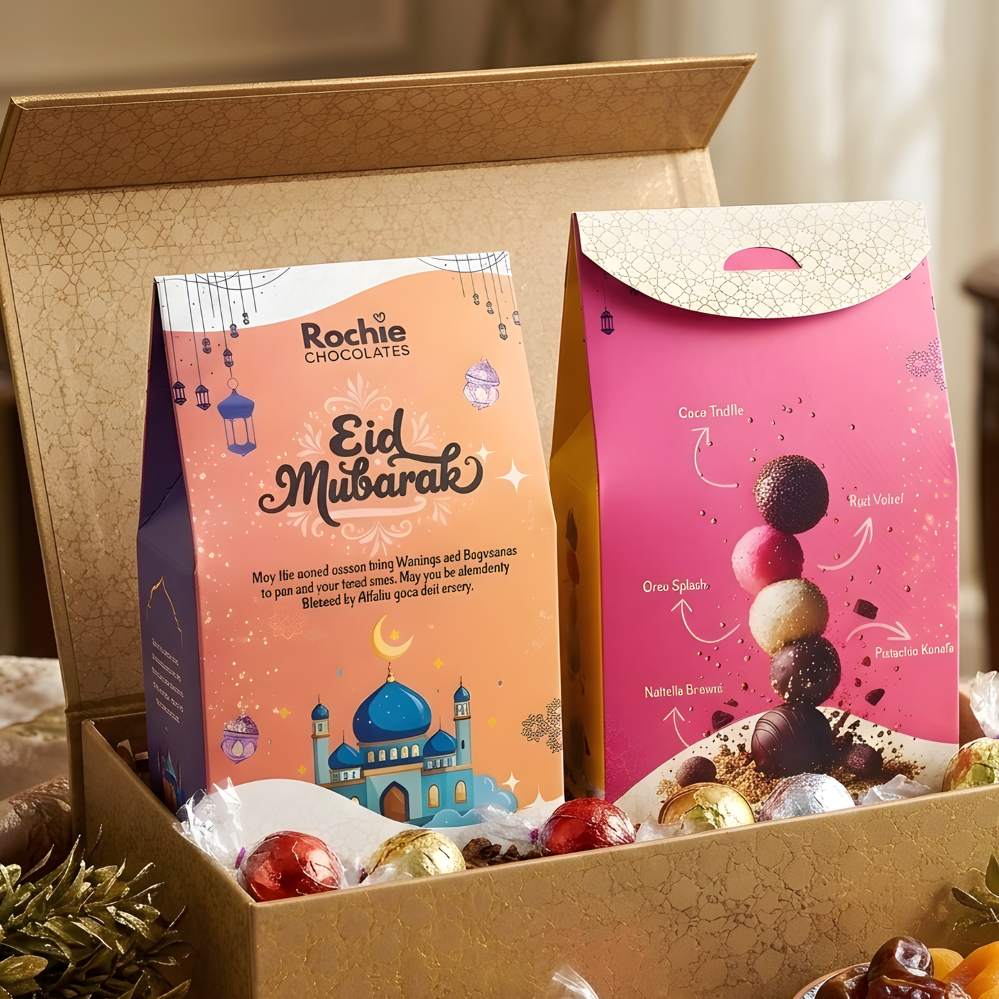 Eid Mubarak Premium Artisan Truffle Collection - 2 Set Boxes