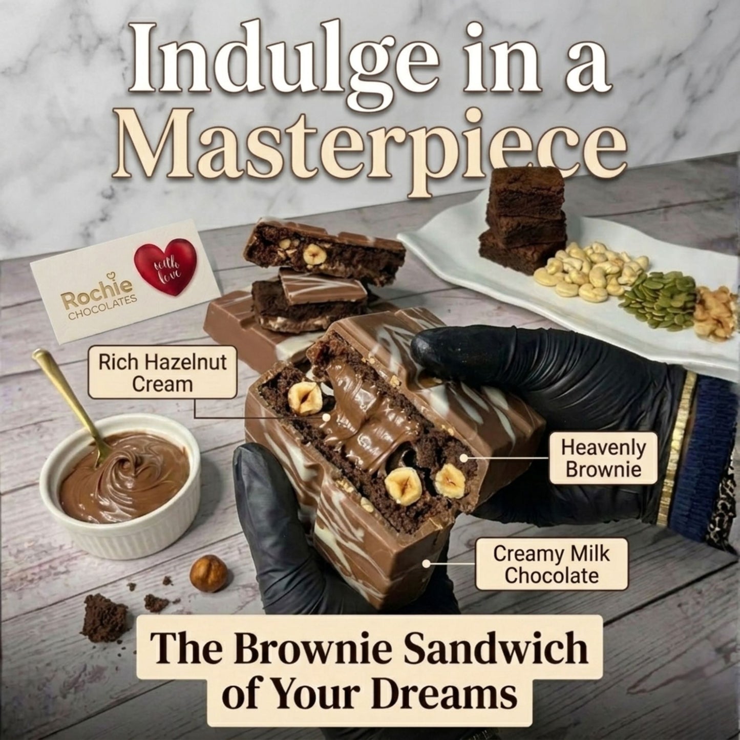Hazelnut Brownie Bliss – Premium Chocolate Bar 🍫