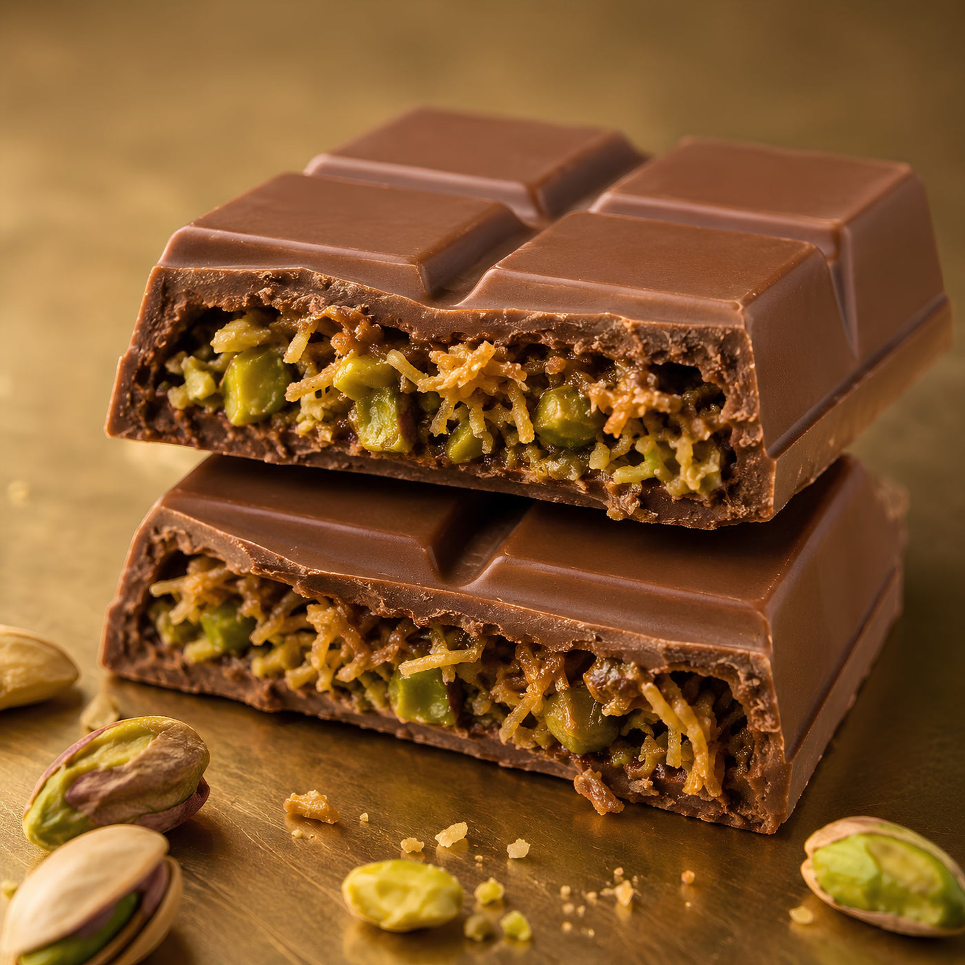 Golden Kunafa Pistara Crunch | Premium Chocolate Bar 🍫