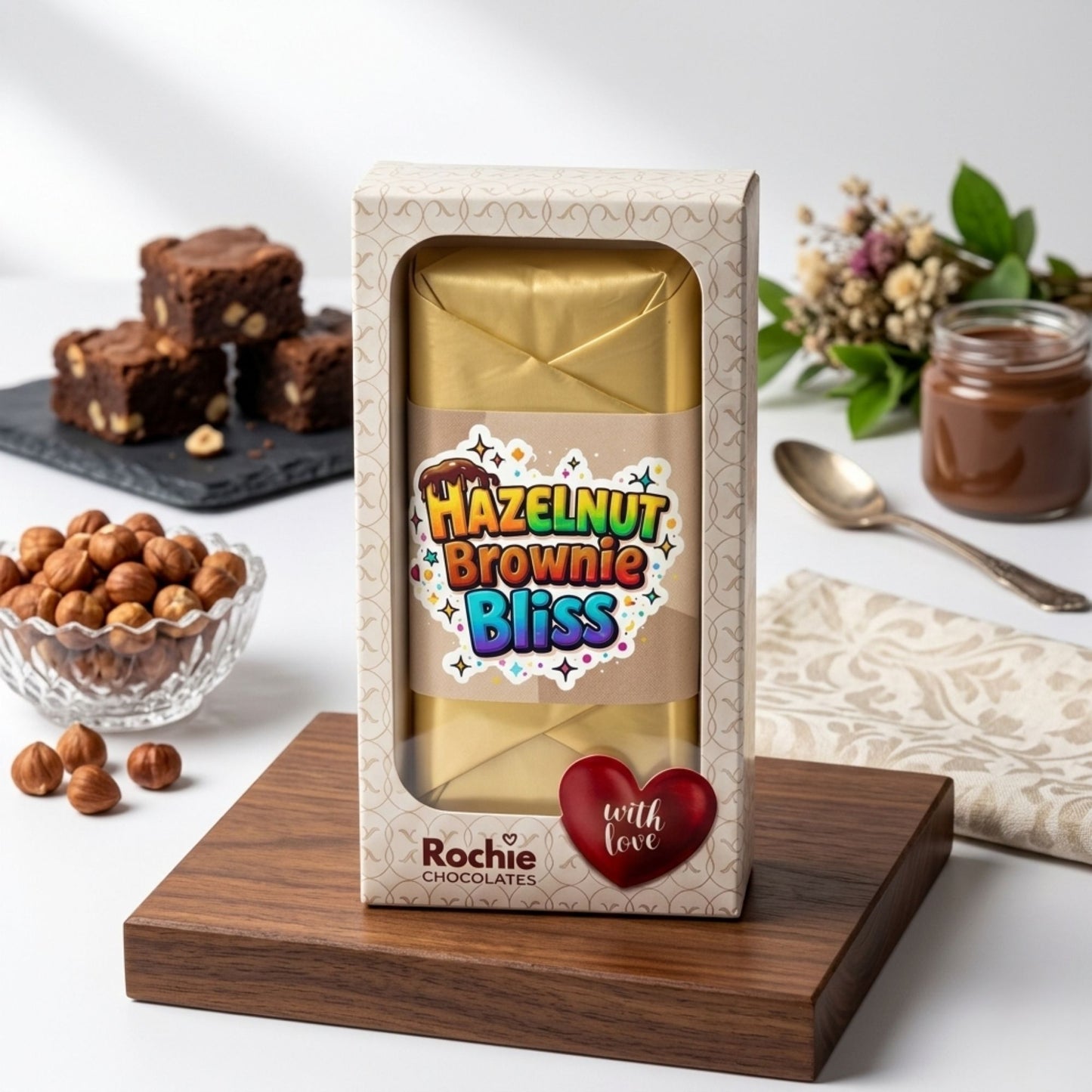 Hazelnut Brownie Bliss – Premium Chocolate Bar 🍫