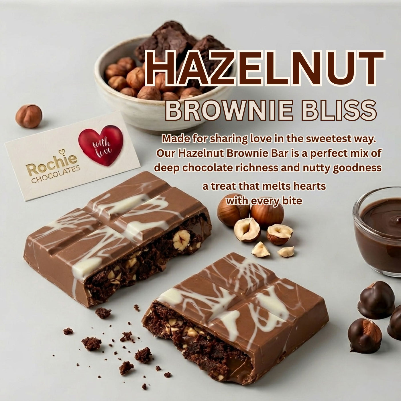 Hazelnut Brownie Bliss – Premium Chocolate Bar 🍫