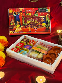 Happy Diwali Gift Box – Premium Chocolates, Sweets & Electric Diyas Set of 2