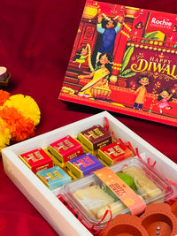Happy Diwali Gift Box – Premium Chocolates, Sweets & Electric Diyas Set of 2