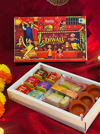 Happy Diwali Gift Box – Premium Chocolates, Sweets & Electric Diyas Set of 2