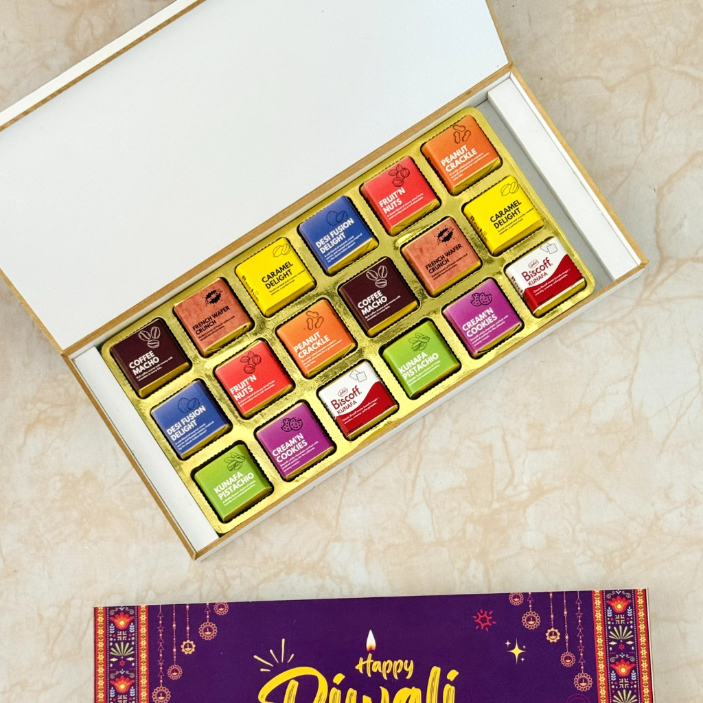 Premium Assorted Diwali Chocolate Gift Box – 18 Handcrafted Flavours | Customised Festive Gifting